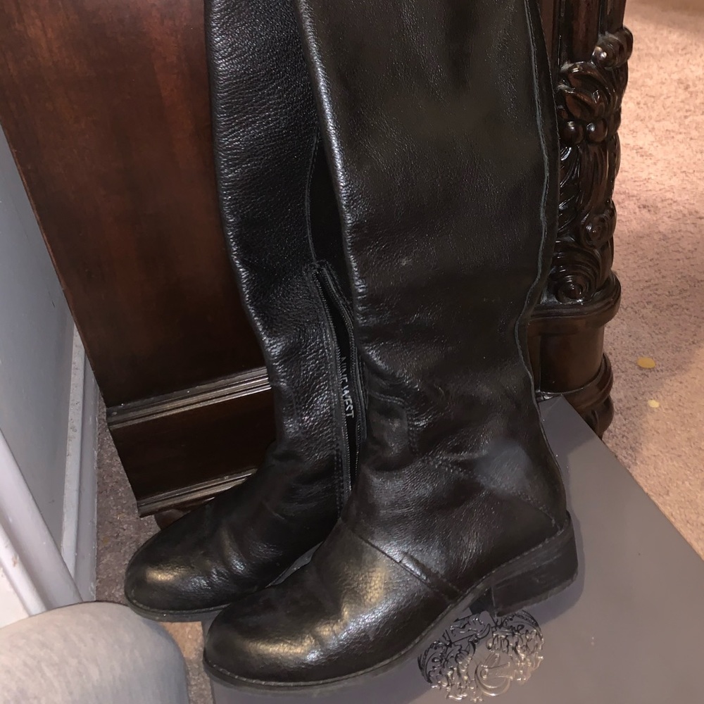 Nine West black leather Knee high boots